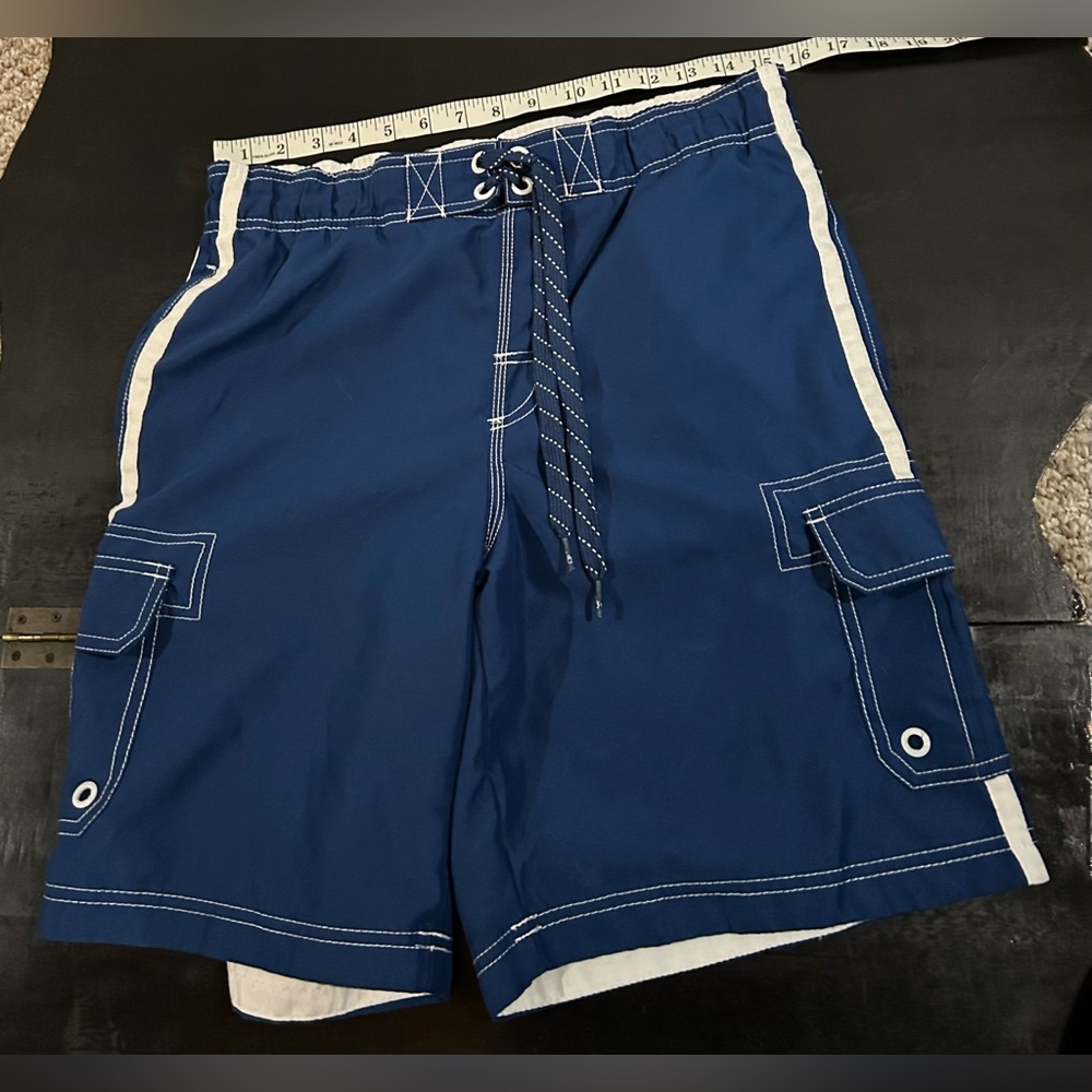 OP Mens Navy and White Swim Shorts Small